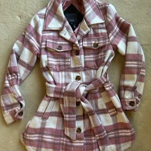 Steve Madden Pink Plaid Coat